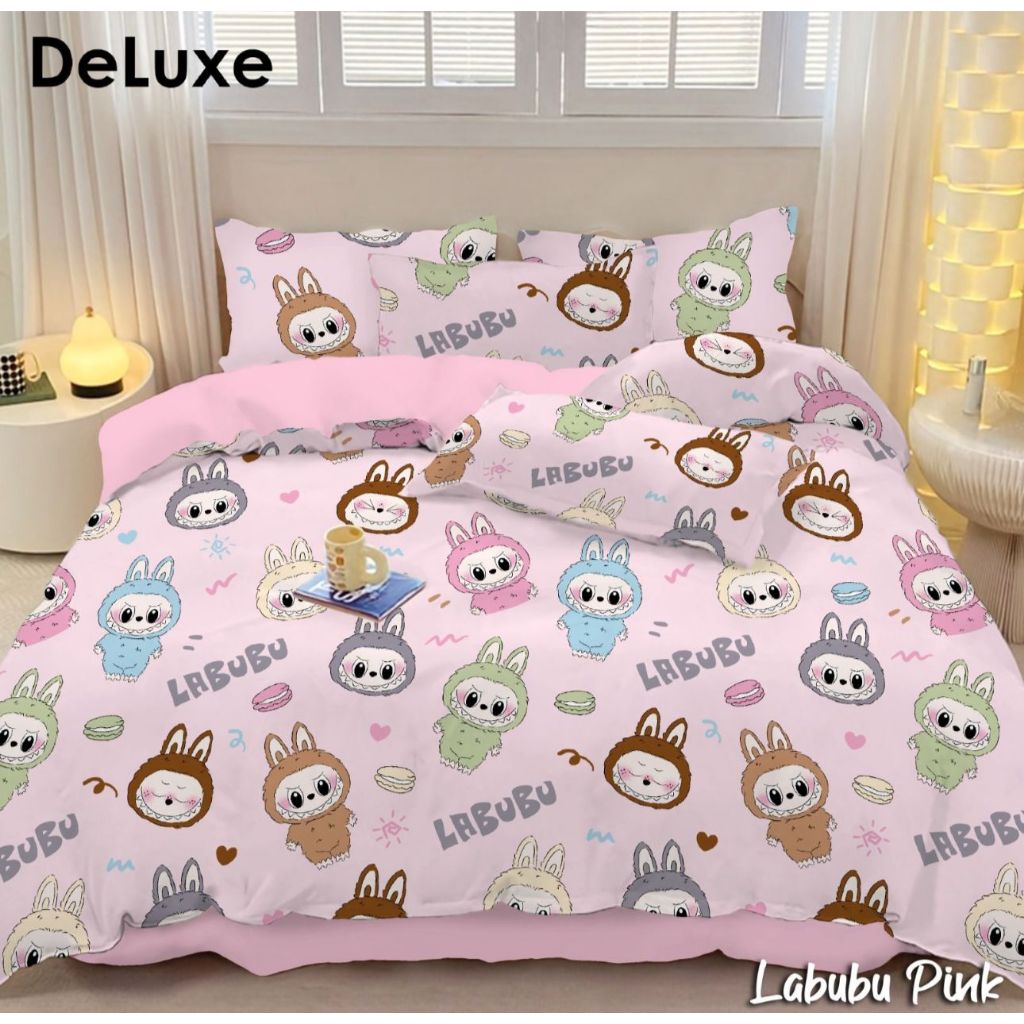 ( CUCI GUDANG ) PROMO Sprei homemade karakter motif kartun labubu kuromi ukuran 180x200cm / ukuran 1