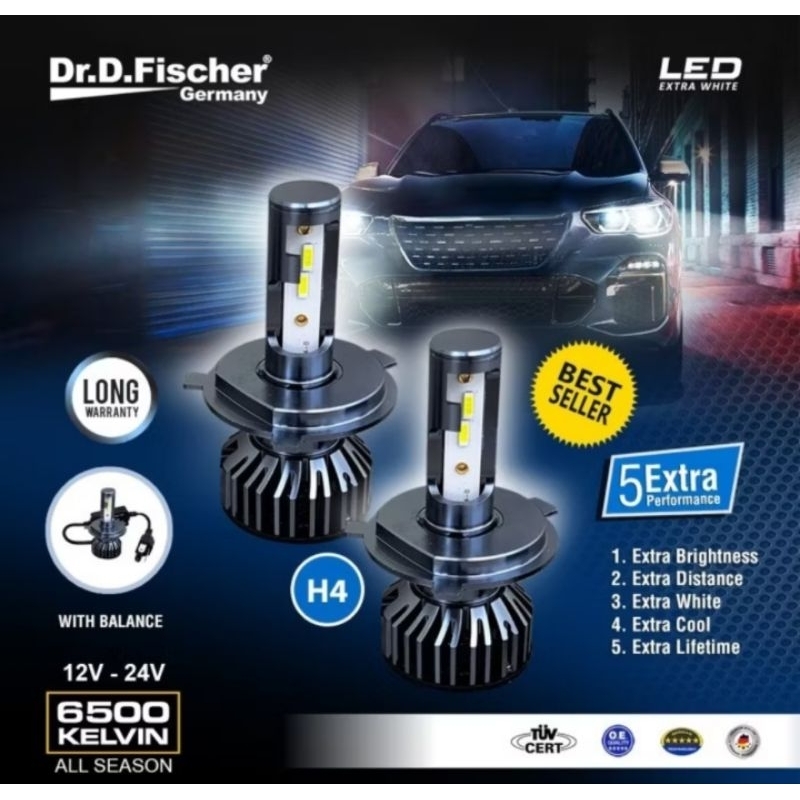Led Mobil H4 Dr D Fischer, Kualitas Bagus, Sepasang