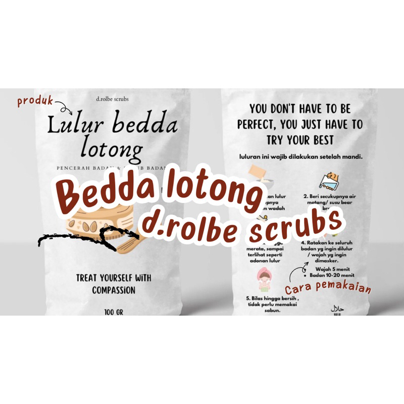 TERMURAH BEDDA LOTONG BUBUK 100gr | Lulur Bedda Lotong d.rolbescrubs, Lulur Bedda Lotong Asli Origna