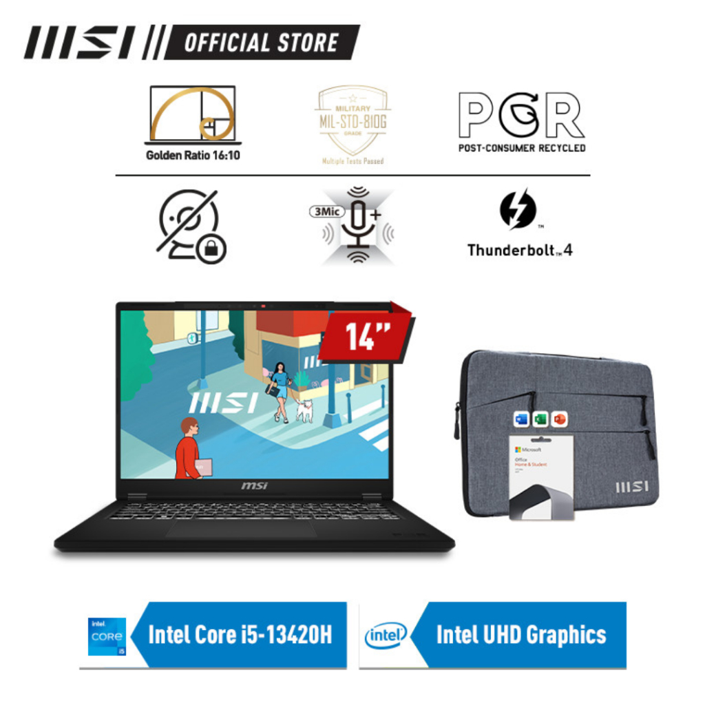 MSI Modern 14 H D13MG-209 Intel Core i5-13420H 16GB 512GB 14"FHD+ UHD Graphics W11 OHS
