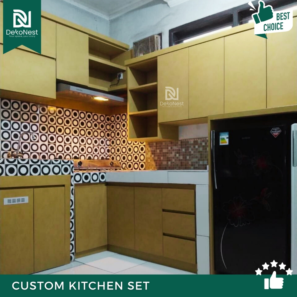 Dekonest Rak Piring Stainless Gantung Custom HPL TACO untuk Kitchen Set Minimalis Hemat Ruang