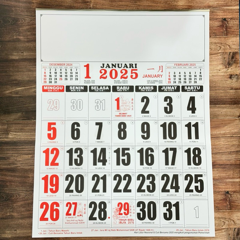 

Kalender Dinding Kerja Super Jumbo Tahun 2025