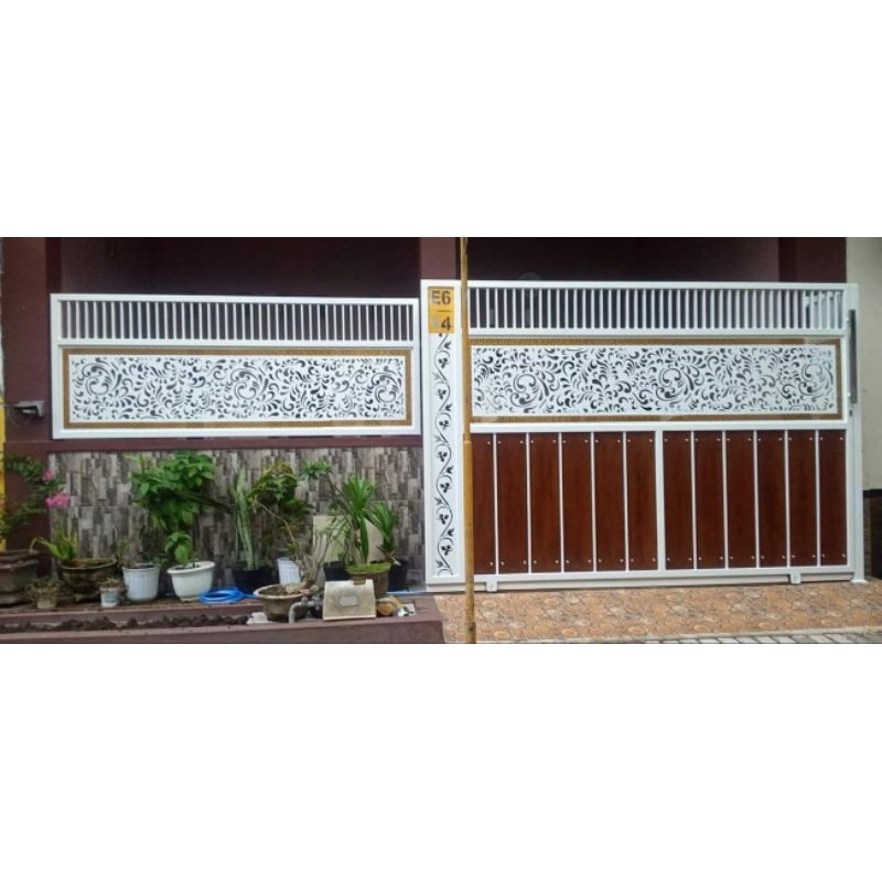 Laser cutting kombinasi grc motif kayu