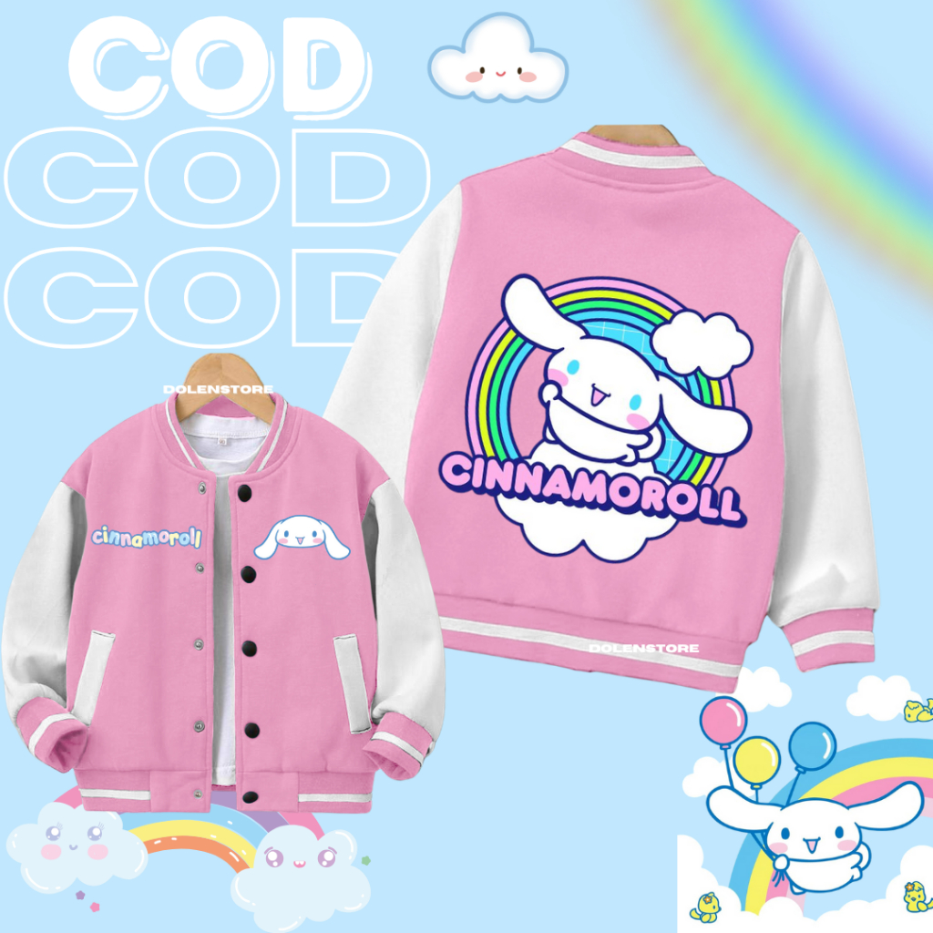 JAKET ANAK CINNAMOROLL BASEBALL PEREMPUAN USIA 2-12 TAHUN