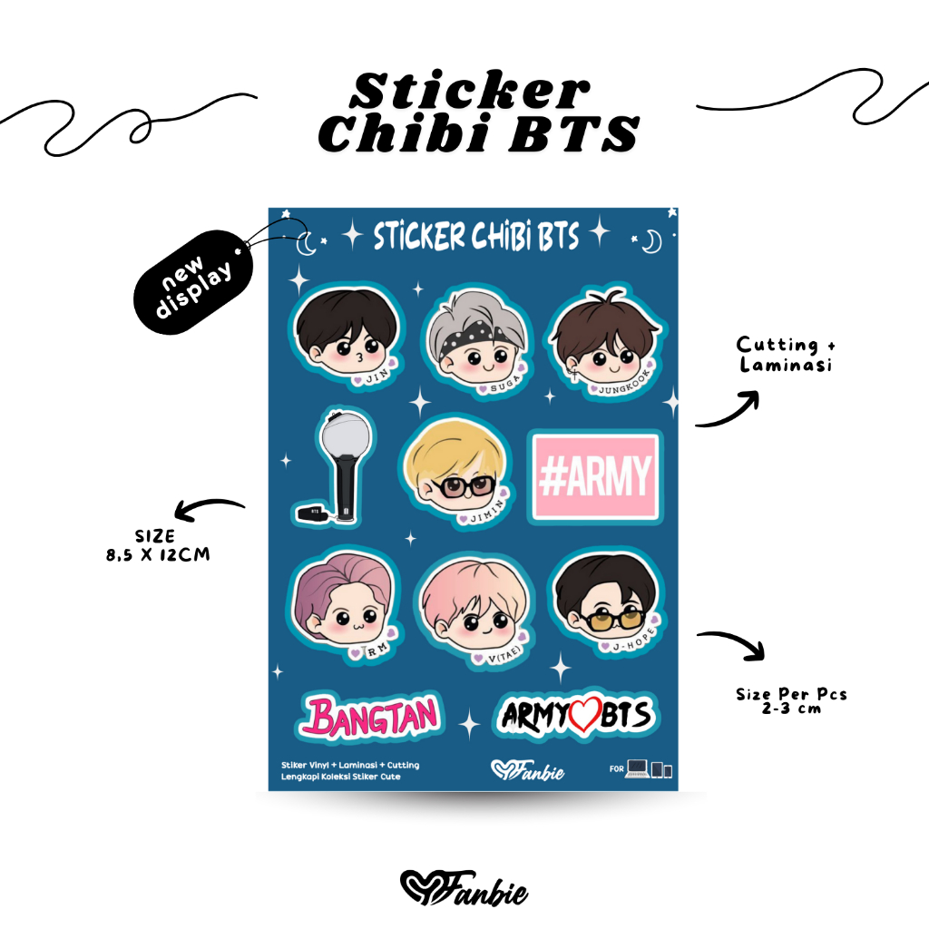 

STIKER CHIBI BTS GLITER ANTI AIR ANTI LUNTUR