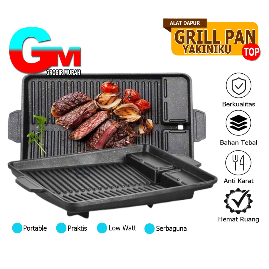 Grill Pan Yakiniku Alat Panggangan Daging BBQ Anti Lengket Multiguna