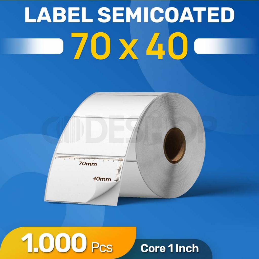 

Label Stiker SEMICOATED 70 x 40 / 70x40 mm / 70x40mm 1 Line 1000 Pcs