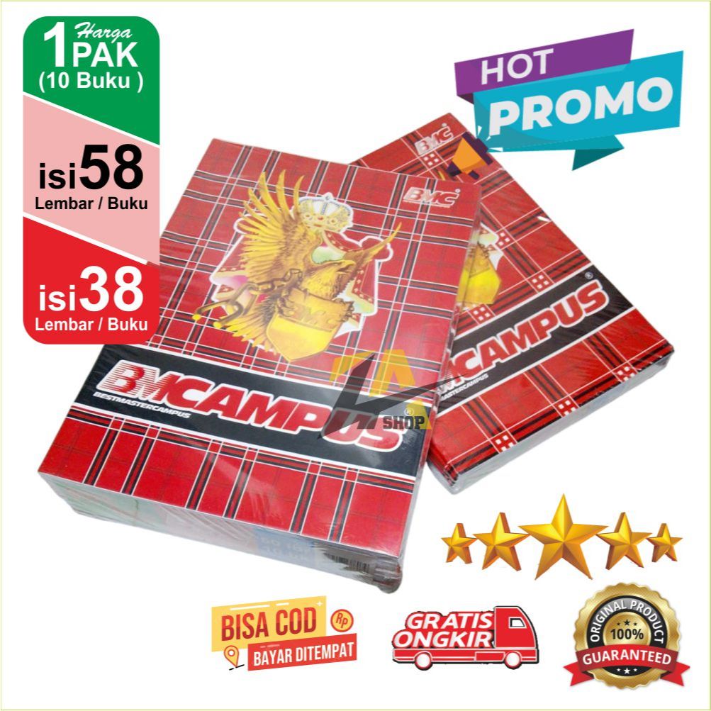 

Buku Tulis SEKOLAH, BUKU BMC CAMPUS & BUKU TULIS KUROMI Isi 50 Lembar HARGA 1 PAK (10 BUKU)