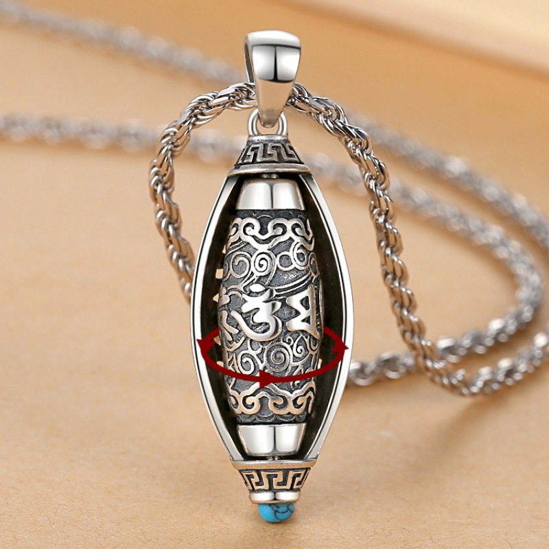 Kalung Putar Kecil Roda Shurangama Tibet Buddha Tantrayana / Aksesoris Fashion Jewelry Pria Wanita R