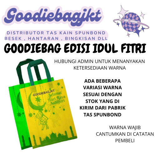 

( 12pcs ) Goodiebag Edisi Lebaran Tas HLS 30x40 Idul Fitri Tas kain Hampers Lebaran 2 SISI