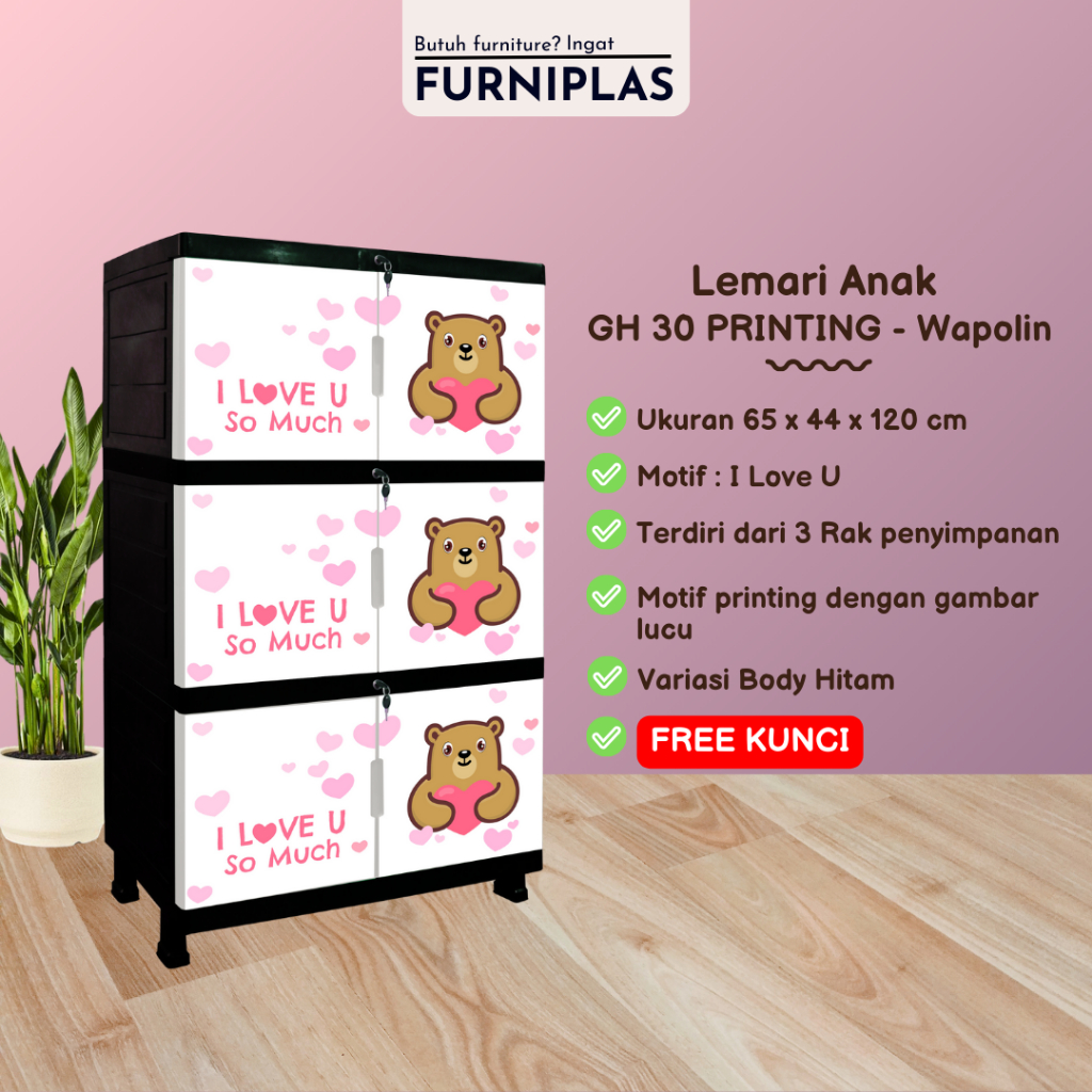 WAPOLIN Lemari plastik lemari anak printing susun Lemari Plastik Printing - GH 30 Printing