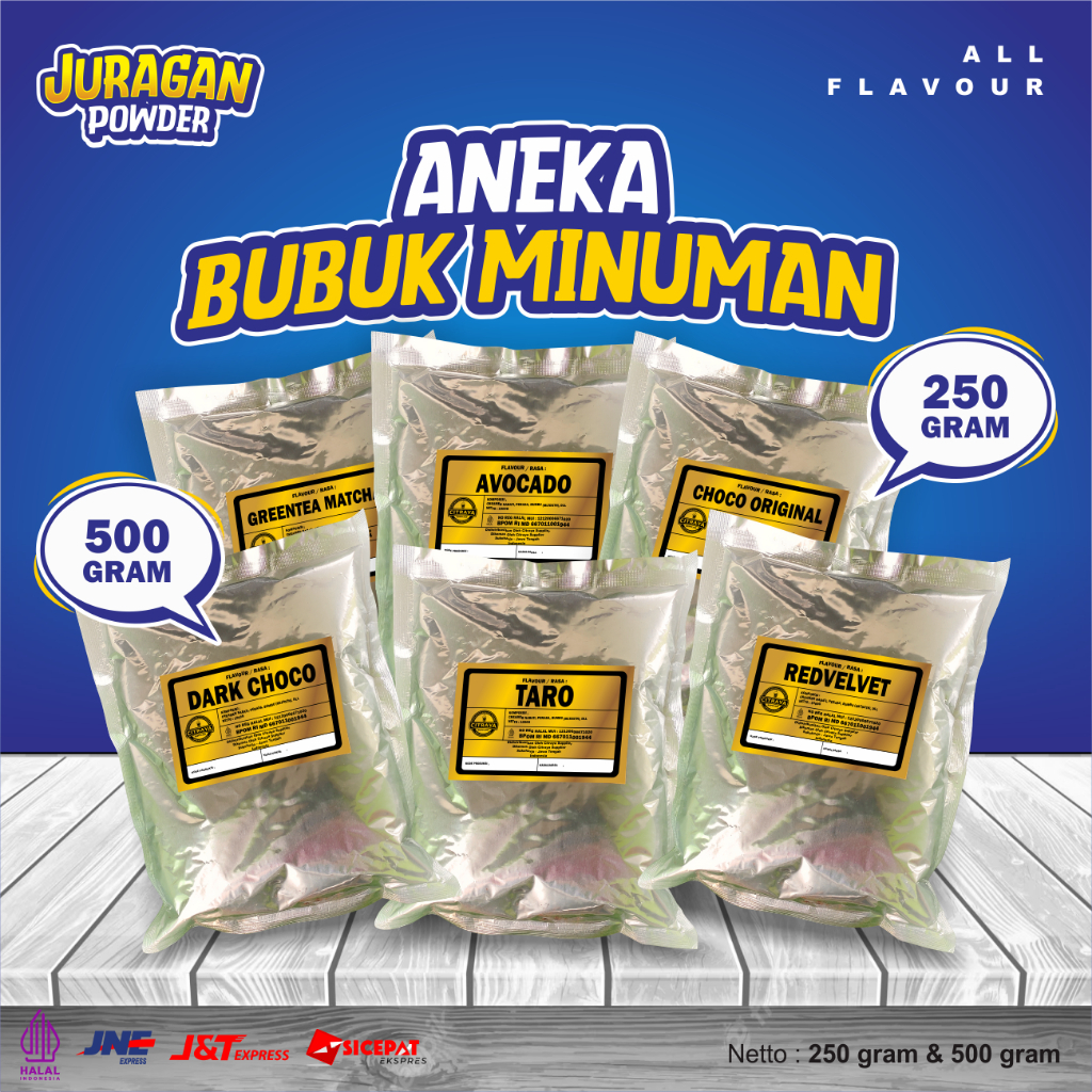 BUBUK MINUMAN PREMIUM ANEKA RASA 250 GRAM & 500 GRAM / SERBUK MINUMAN ANEKA RASA / BUBUK MINUMAN INS