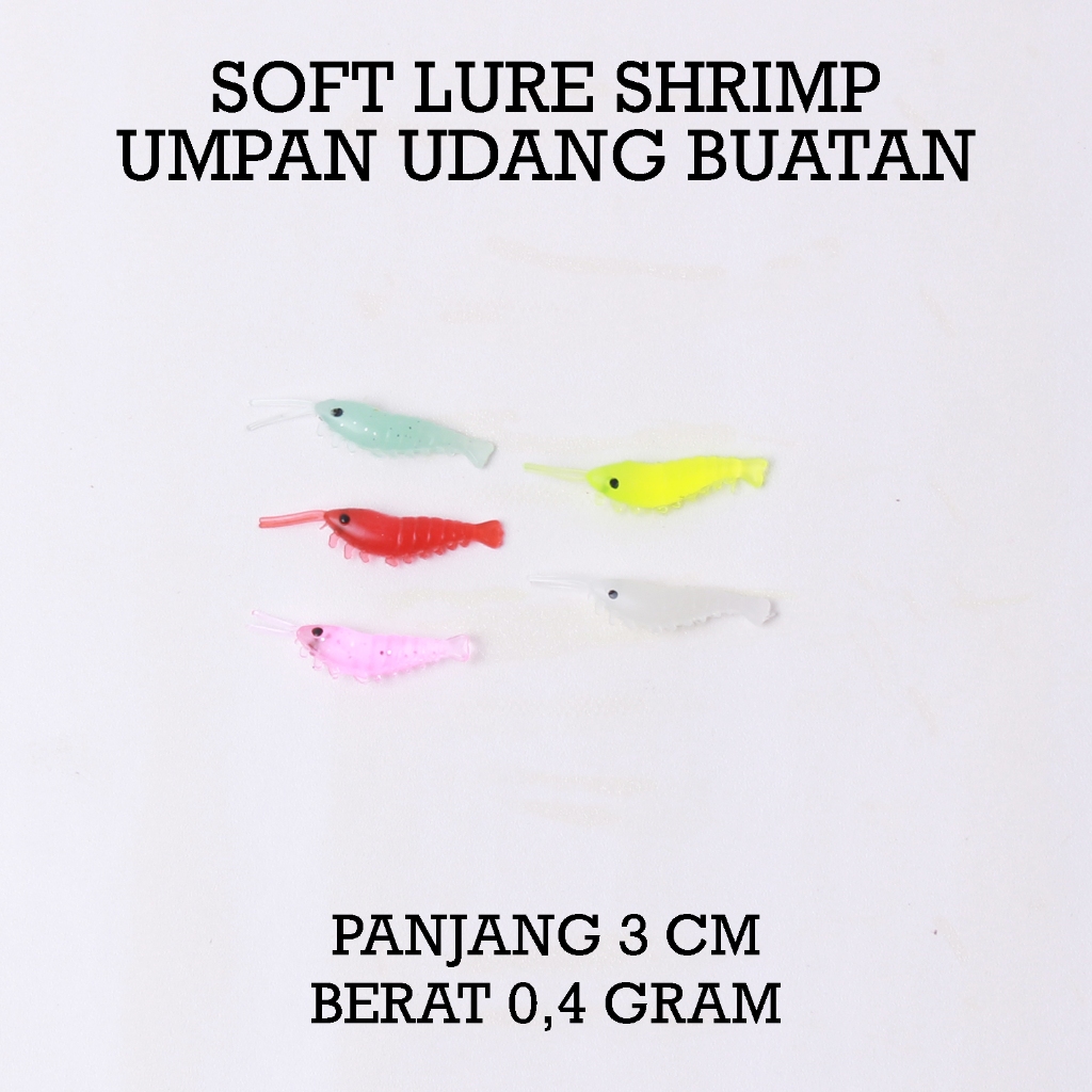Umpan Pancing Udang Tiruan Kecil Bercahaya Soft Lure Udang Palsu Mancing 4Cm