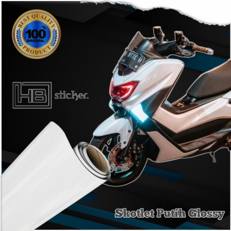 Skotlet Putih Glossy untuk motor dan mobil kualitas premium