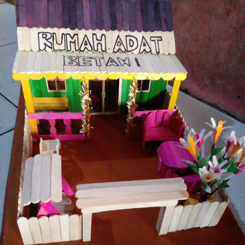 Miniatur Rumah Adat Betawi Dari Stik es krim