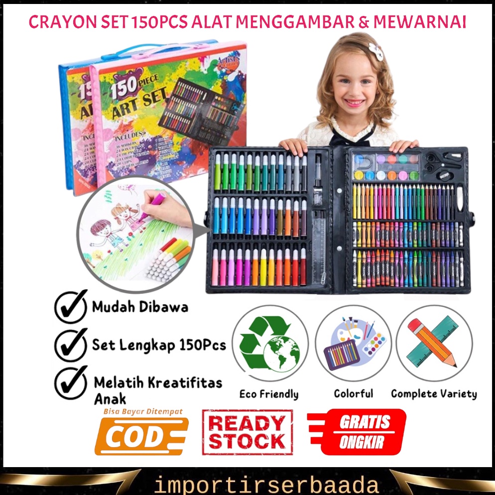 

IMP Crayon Set 15pcs Pensil Warna Spidol Krayon Cat Air Minyak Kuas Palet Water Colors Alat Menggambar Mewarnai Melukis Isi 15 pcs Anak Anak Kit Art Supplies Painting Hadiah Kado Ulang Tahun Birthday Gift Pencil Colours Coloring Set Gambar Lukis Ma
