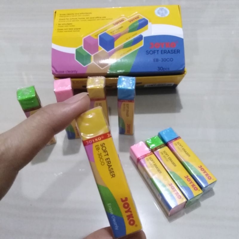 

Penghapus Joyko model panjang warna biru/hijau/kuning/pink (Eraser)