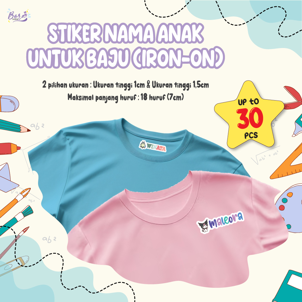 

STIKER NAMA UNTUK BAJU IRON-ON (TINGGAL DI SETRIKA)