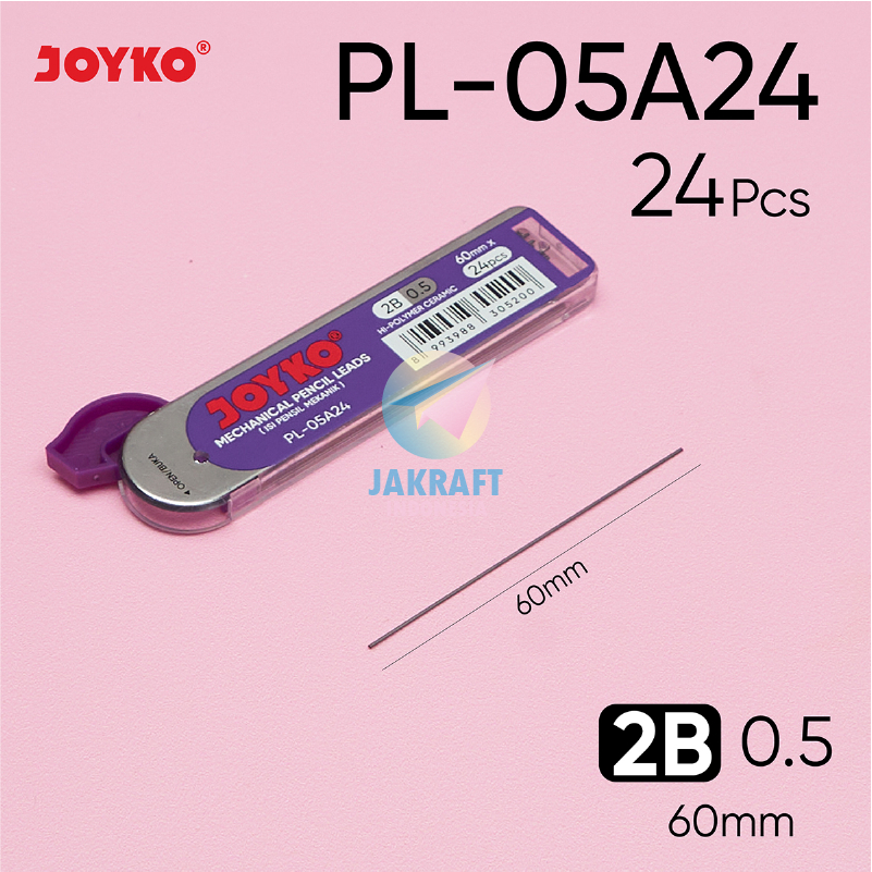 

(1 Tube) Refill Segala Pensil Mekanik 2B JOYKO PL-05A24 Mechanical Pencil Lead Tebal 0.5 mm isi 24 Pcs