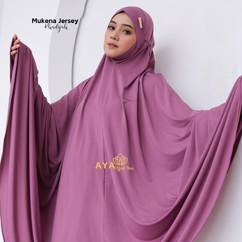 Official Aya - Mukena Jersey Malaysia Jumbo Dagu Tertutup Bahan Adem & Lembut