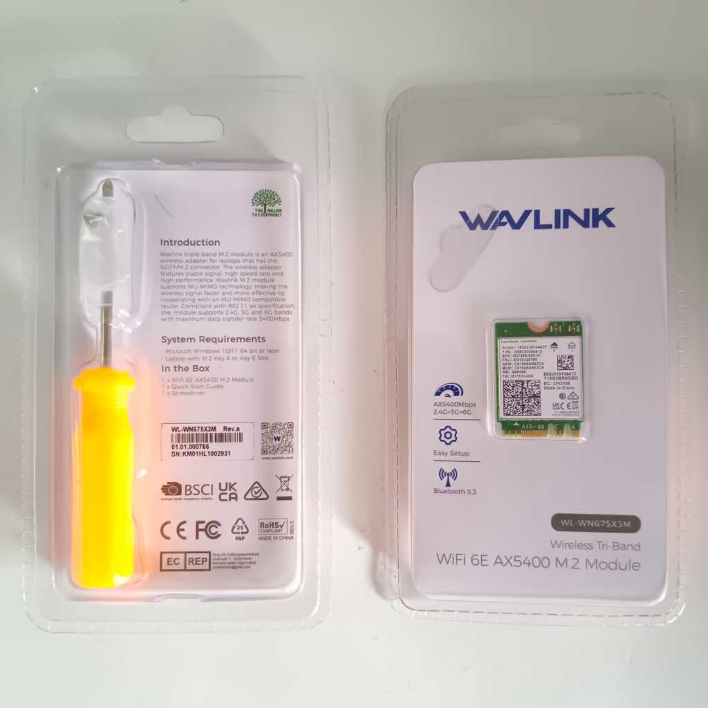 Wifi 6E AX5400 M.2 Module Wavlink WL-WN675X3M Wireless Card