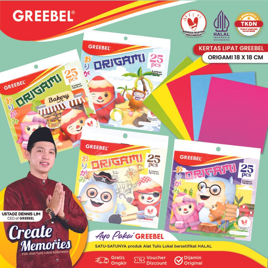 

KERTAS ORIGAMI GREEBEL I PAPER CRAFT / 1 BKS @25PCS