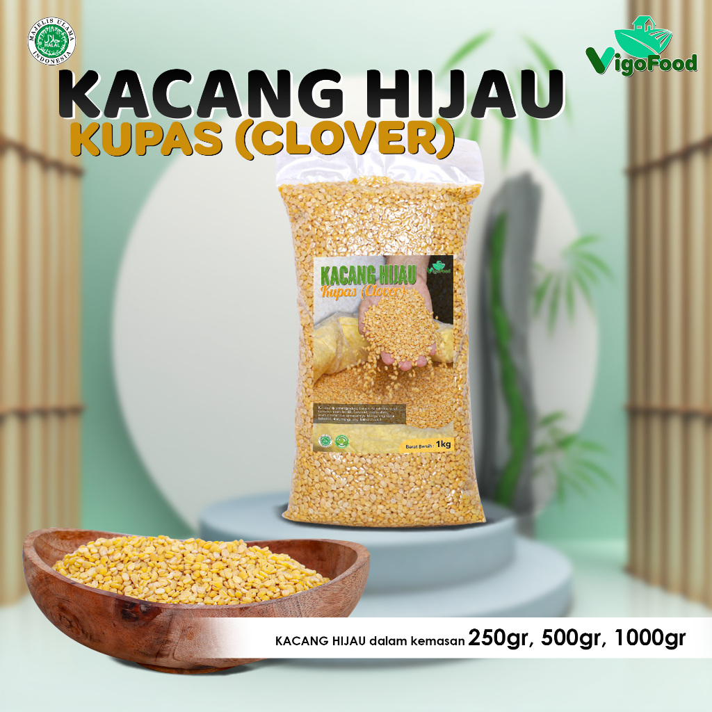 

KACANG HIJAU KUPAS (CLOVER) GRADE IMPORT BY VIGOFOOD / PEELED GREEN BEAN / PEELED GREEN BEANS