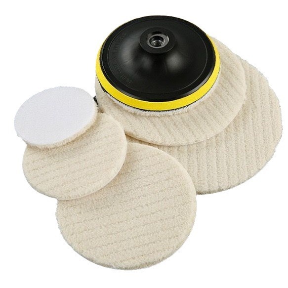 [3/4/5 inch ] PAD WOOL VELCRO KAIN SPON POLES MOBIL BISA SAMBUNG KE MESIN BOR Mesin renovasi lantai 
