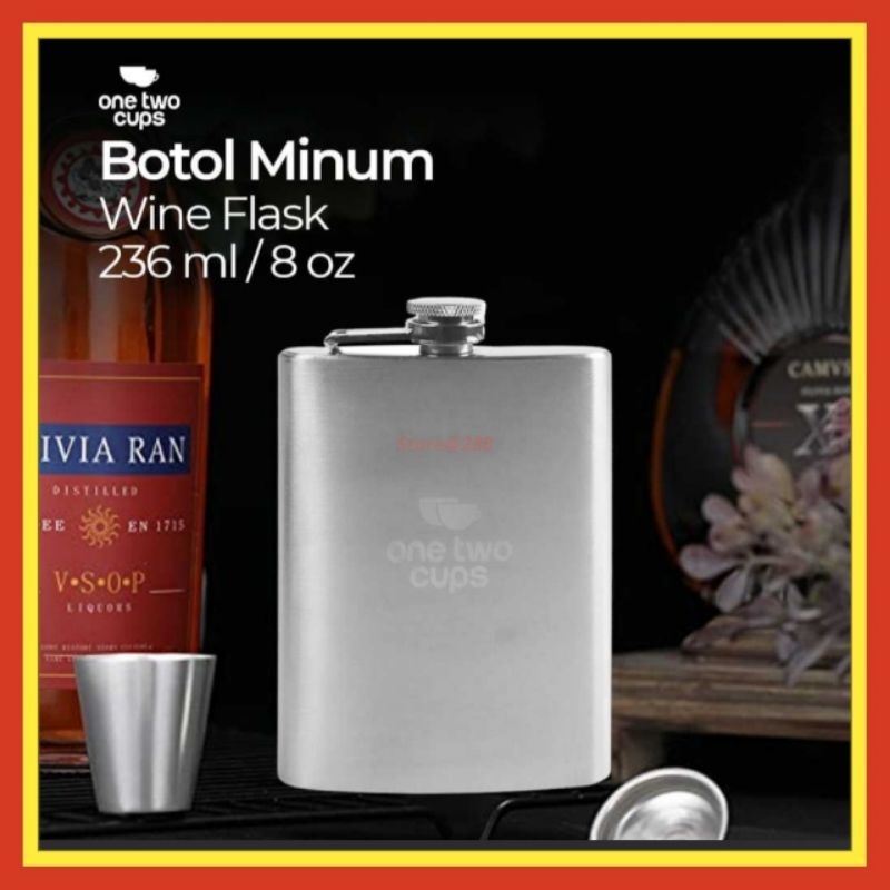 Botol Minum Wine Bir Whisky Cognac Hip Flask Stainless Steel 8oz - MS351