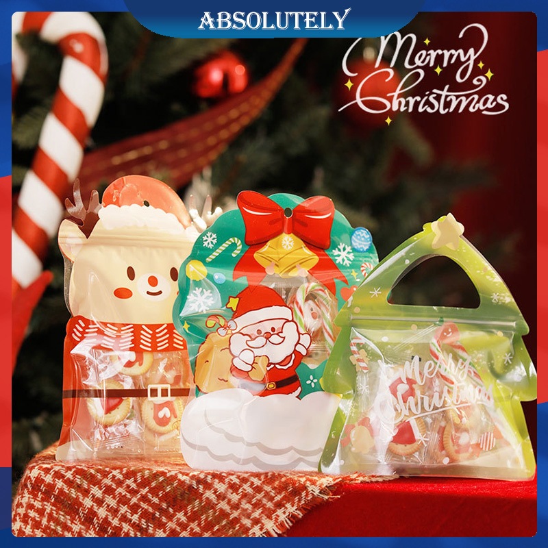 

10pcs Goody Bag Natal Kemasan Tas Hadiah Malam Natal Disegel Tas Kartun Lucu Tas Makanan Tersegel Tas Kemasan Hadiah Biskuit Permen Tas Tas Hadiah Penyimpanan Kemasan Permen