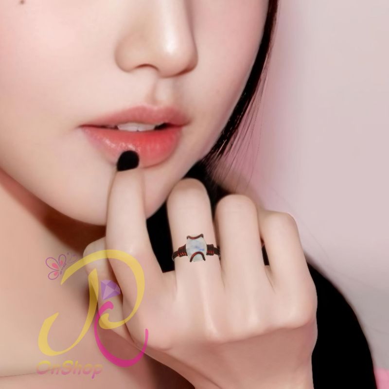Biduri Bulan Moonstone Air Laut Natural Ceylon Cincin Handmade Kawat Tembaga
