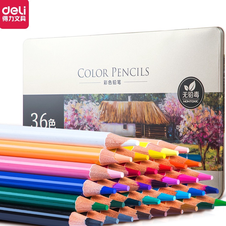 

KODE H19X Pensil Warna Deli Minyak Oil Pencil Color HighGrade 36 Warna 6566