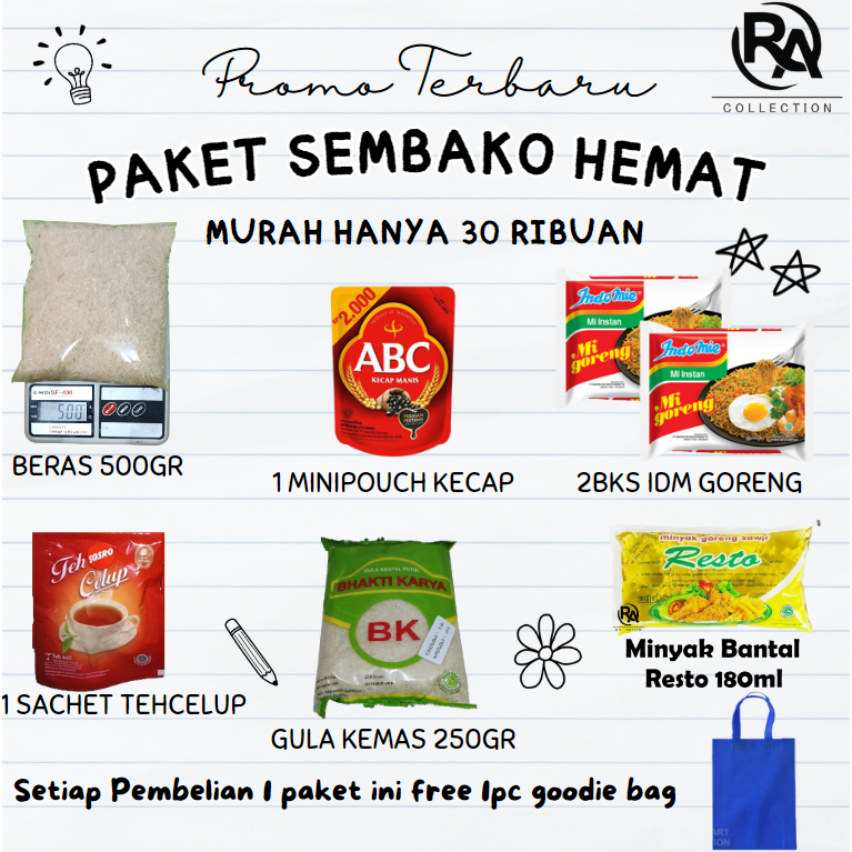 Paket Sembako Hemat 30Ribuan + Free Goodie Bag - Rafka Aulia Collection