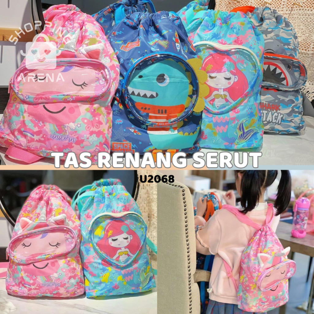 TAS SERUT WATERPROOF Merk VEST U2068 Tas Renang Anak Anti Air Pemisah Pakaian Basah Kering Swimming 