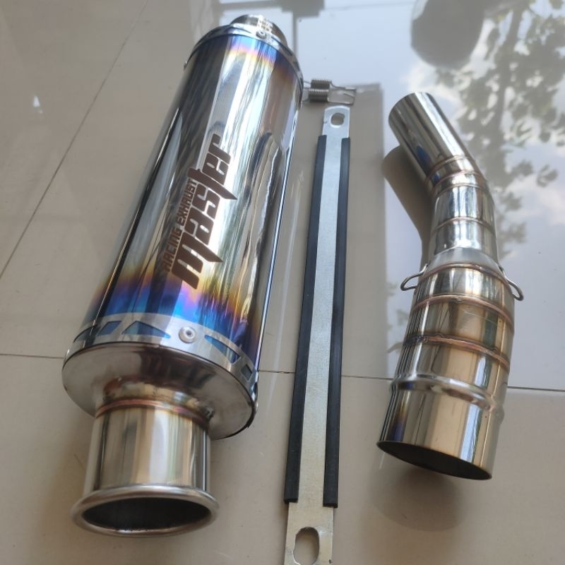 KNALPOT RACING MASTER JP NEW TITANIUM HALF BLUE PLUS SLIP ON CBR150R FACELIFT NEW CB150R CBR LOKAL N