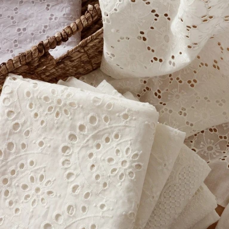KODE B59I Kain Katun Bordir Premium  Katun Bordir Bolong  Katun Bordir Putih