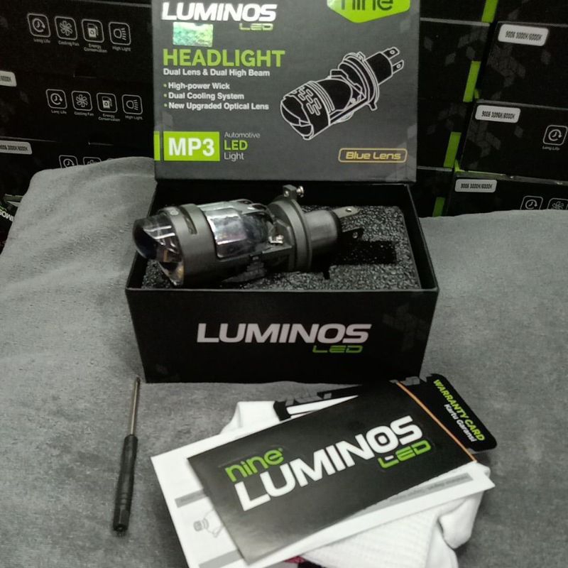 LAMPU LED MINI PROJEKTOR MINI BILED MINI LESER LUMINOSLED H4 MP3 (HI/LOW)- NINE