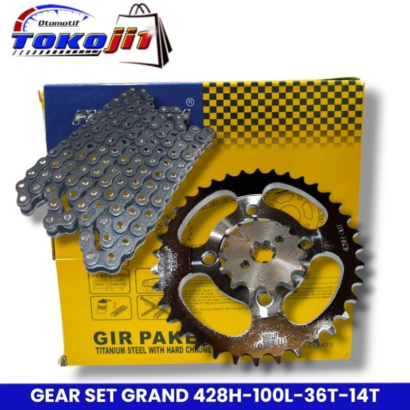 GEAR SET GIR PAKET HONDA ASTREA GRAND LEGENDA 428H-100L-36T-14T ORIGINAL FUKUKAWA