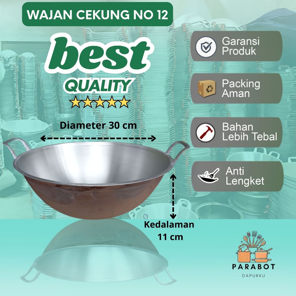 Wajan cekung kecil No.12 kuali katel penggorengan alumunium anti pecah anti lengket bisa COD