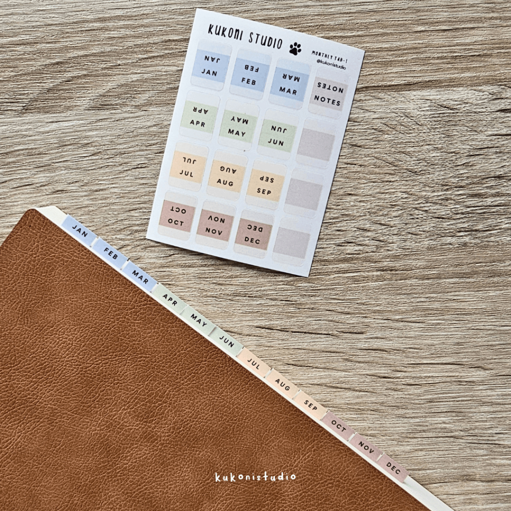 

Monthly Tab Sticker (Quarterly Colors) | Kukoni Studio