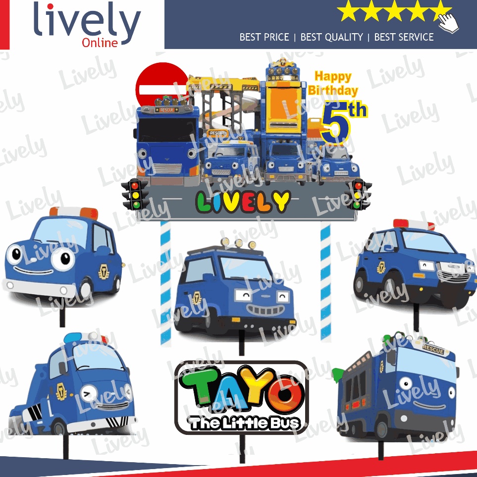Big Order  CUSTOM NAMA CAKE TOPPER KARAKTER RESCUE TAYO HIASAN KUE ULANG TAHUN HAPPY BIRTHDAY