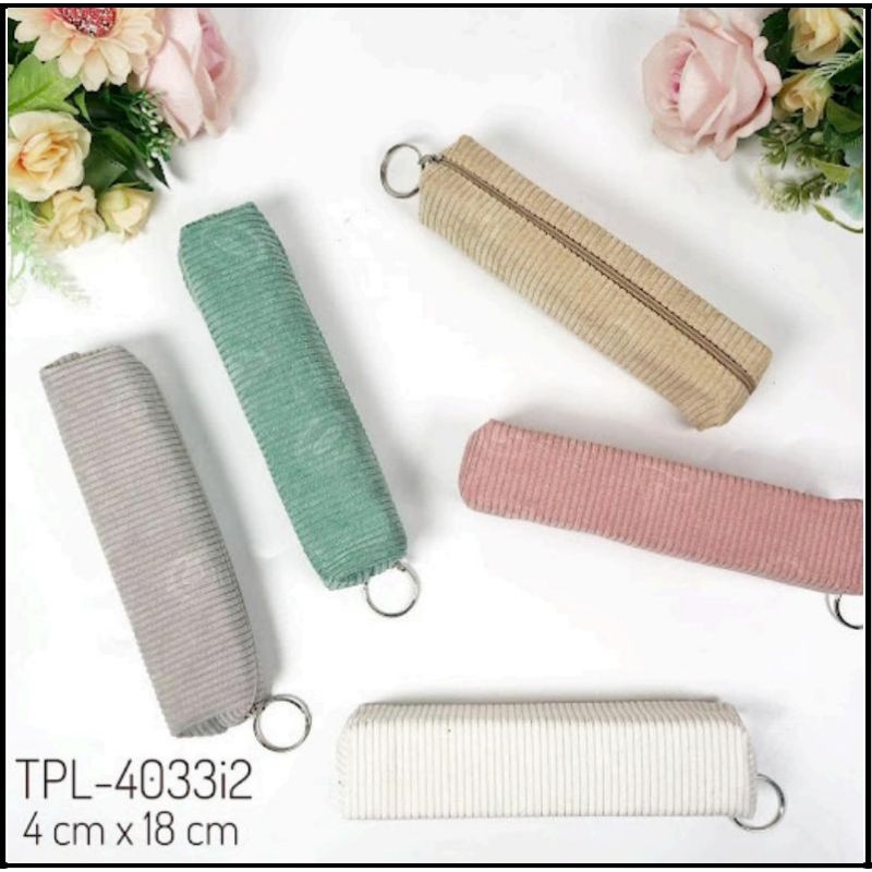 

Tempat pensil tabung bludru garis polos 4x18cm
