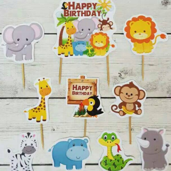 Promo Khusus  Topper toper cupcake cup cake kue ulang tahun birthday karakter animal zoo