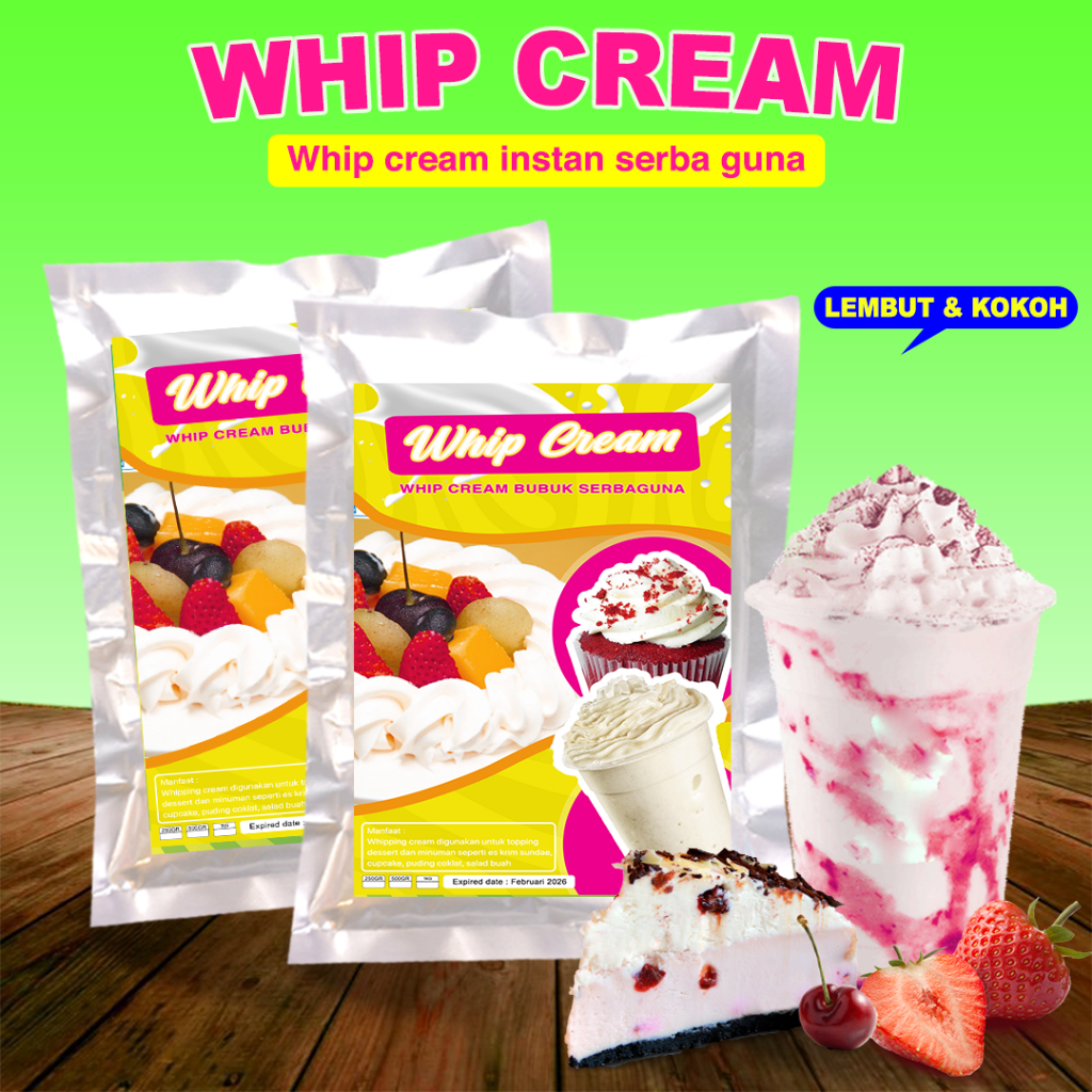 

WHIP CREAM PREMIUM 500gr / BUBUK WHIP CREAM 500gr / WHIPPED CREAM POWDER / WHIP CREAM TOPPING