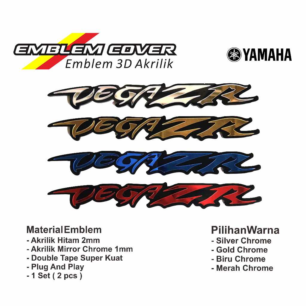 emblem 3d yamaha vega zr sepasangstiker body akrilik yamaha  vega zr lama