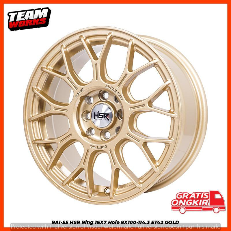 VELG MOBIL RING16 HSR TYPE RAI-S5 GOLD UNTUK JAZZ BRIO MAZDA AVANZA IGNIS BALENO PELEK R16