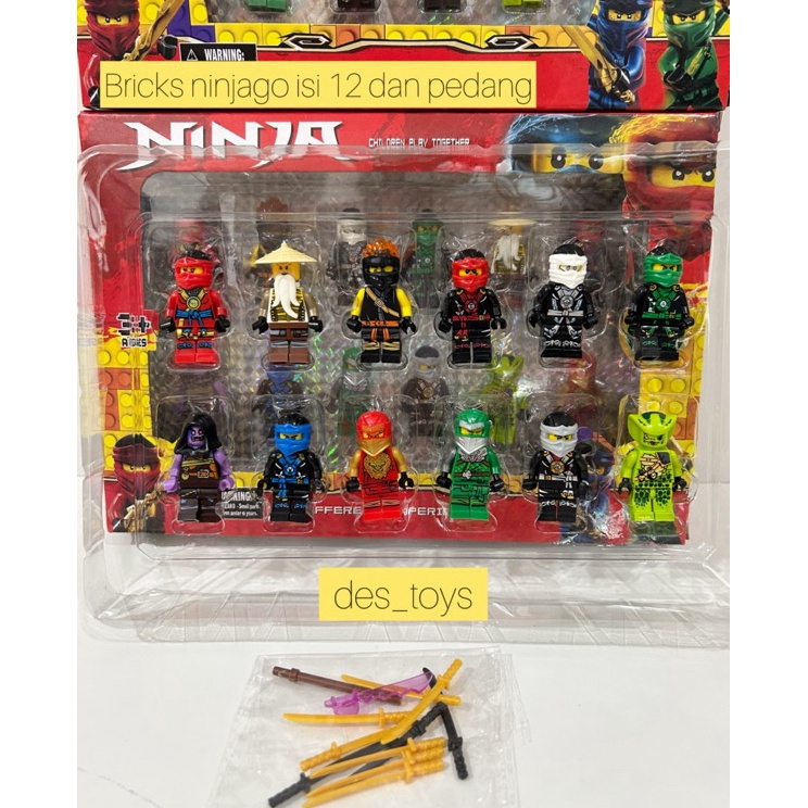 Sedang Viral  NEW MAINAN ANAK FIGURE NINJA BRICKS NINJAGO ISI 12pcs DENGAN AKSESORIS PEDANG KARAKTER