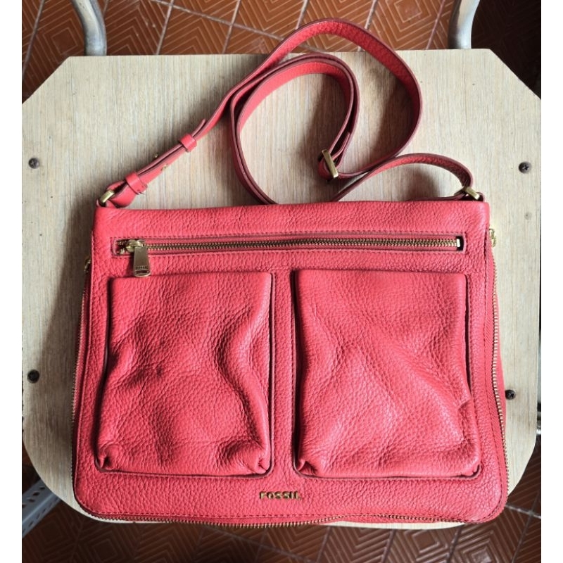 tas fossil piper crossbody tomato preloved second