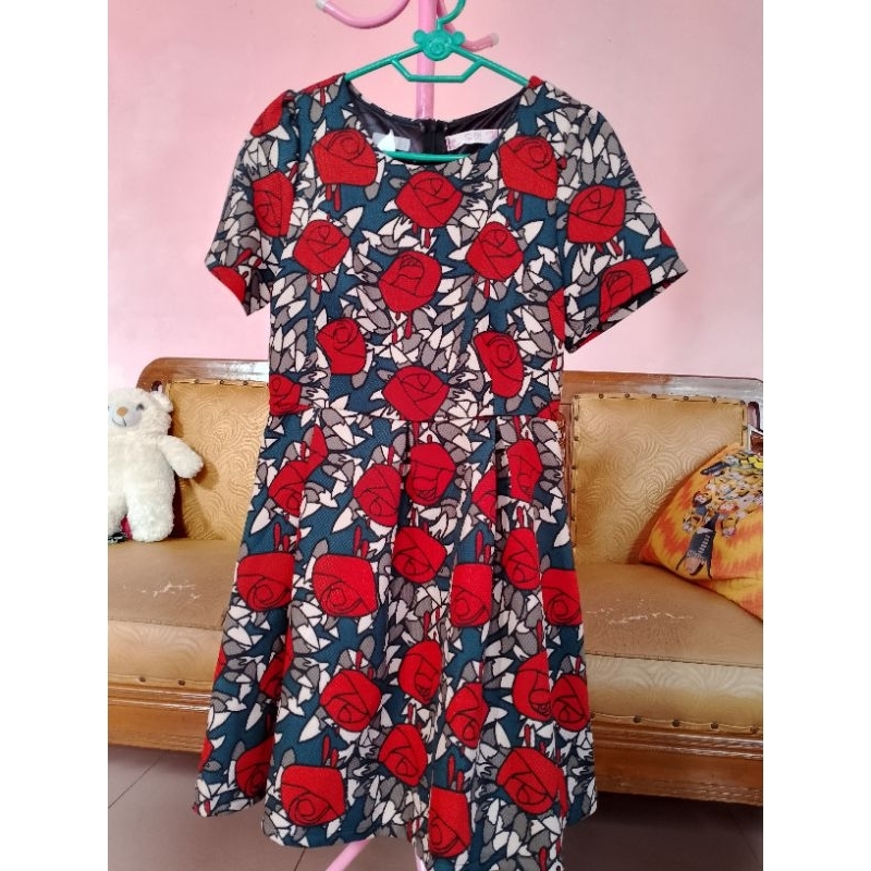 Dress korea motif bunga