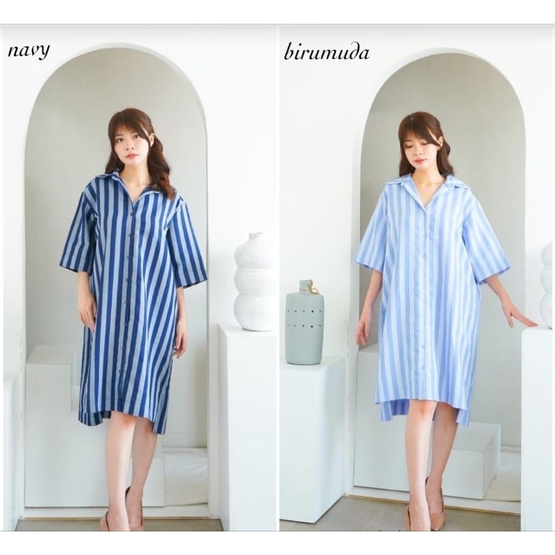 KEMEJA DRESS WANITA/BAJU TERUSAN WANITA/MIDI DRESS WANITA